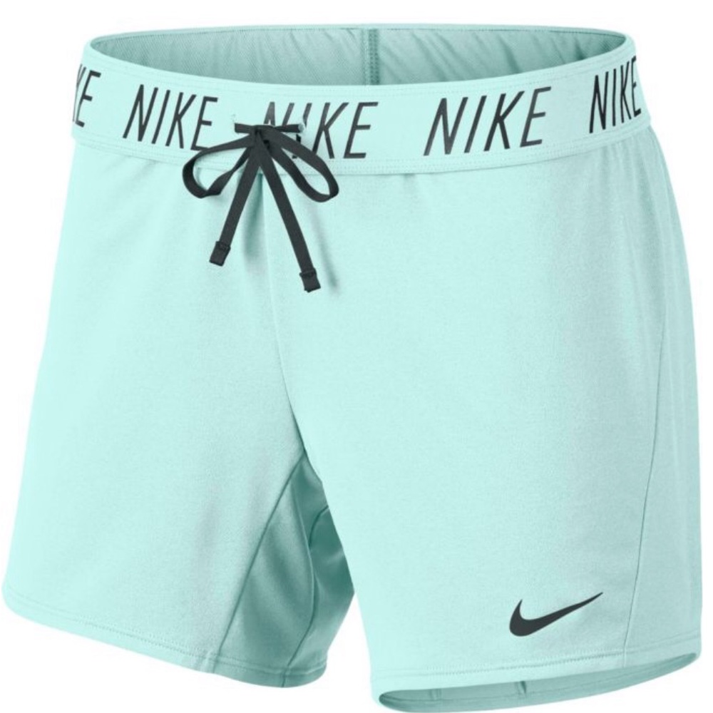 Nike Women's Mint Green Athletic Shorts with Black Logo